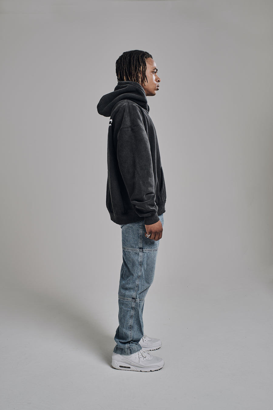 Hoodie washed grey