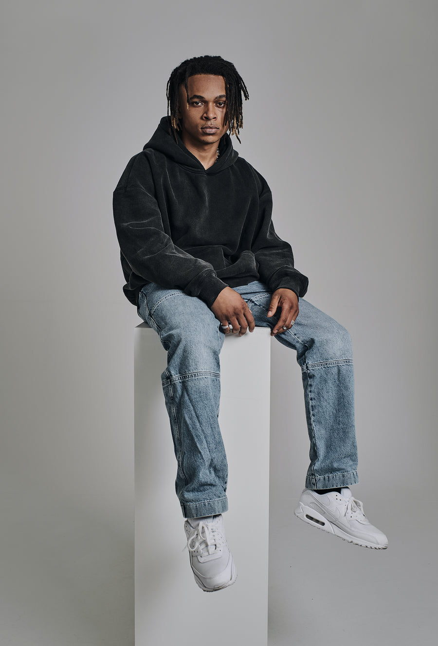 Hoodie washed grey